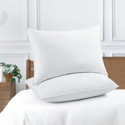UNIKOME Goose Feather Down Pillows Queen for Side Sleepers White Luxury Hotel Fluffy Pillow Inserts Set of 2 (20"x 30")