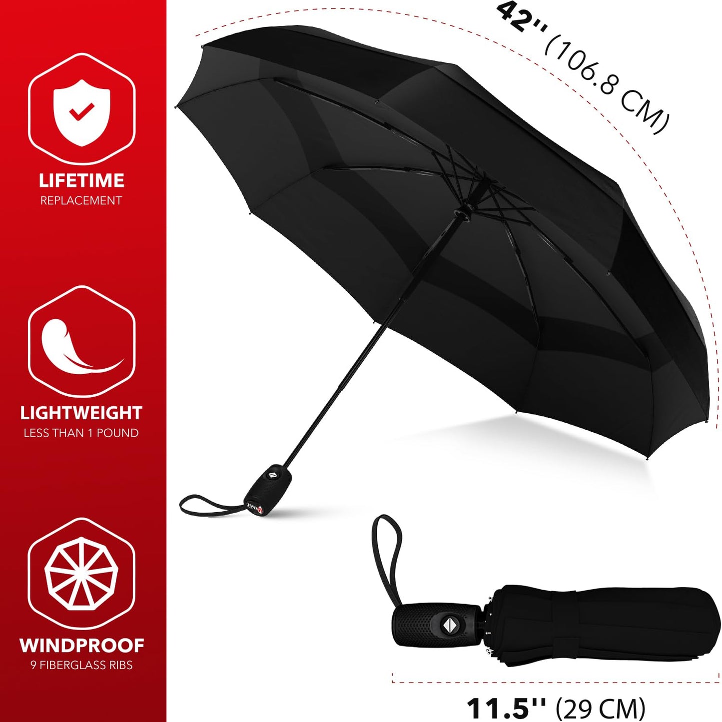 Repel Windproof Travel Umbrella - Auto Open Close