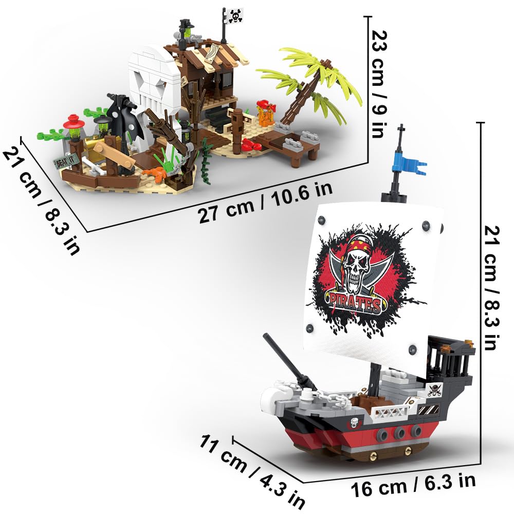 Mesiondy Pirate Ship Adventure Ocean Building Block Set, MOC Building Block for Boys Aged 6 and Over 578pcs