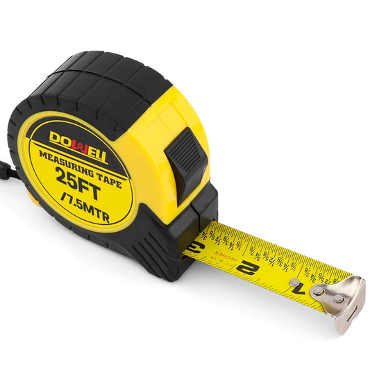 DOWELL Measuring Tape Measure 25ft Measurement Tape Steel Blade Shock Absorbent Solid Rubber Case Accurate Easy Read with Fractions 1/8 for Construction Contractor Carpenter Architect Woodworking (1)