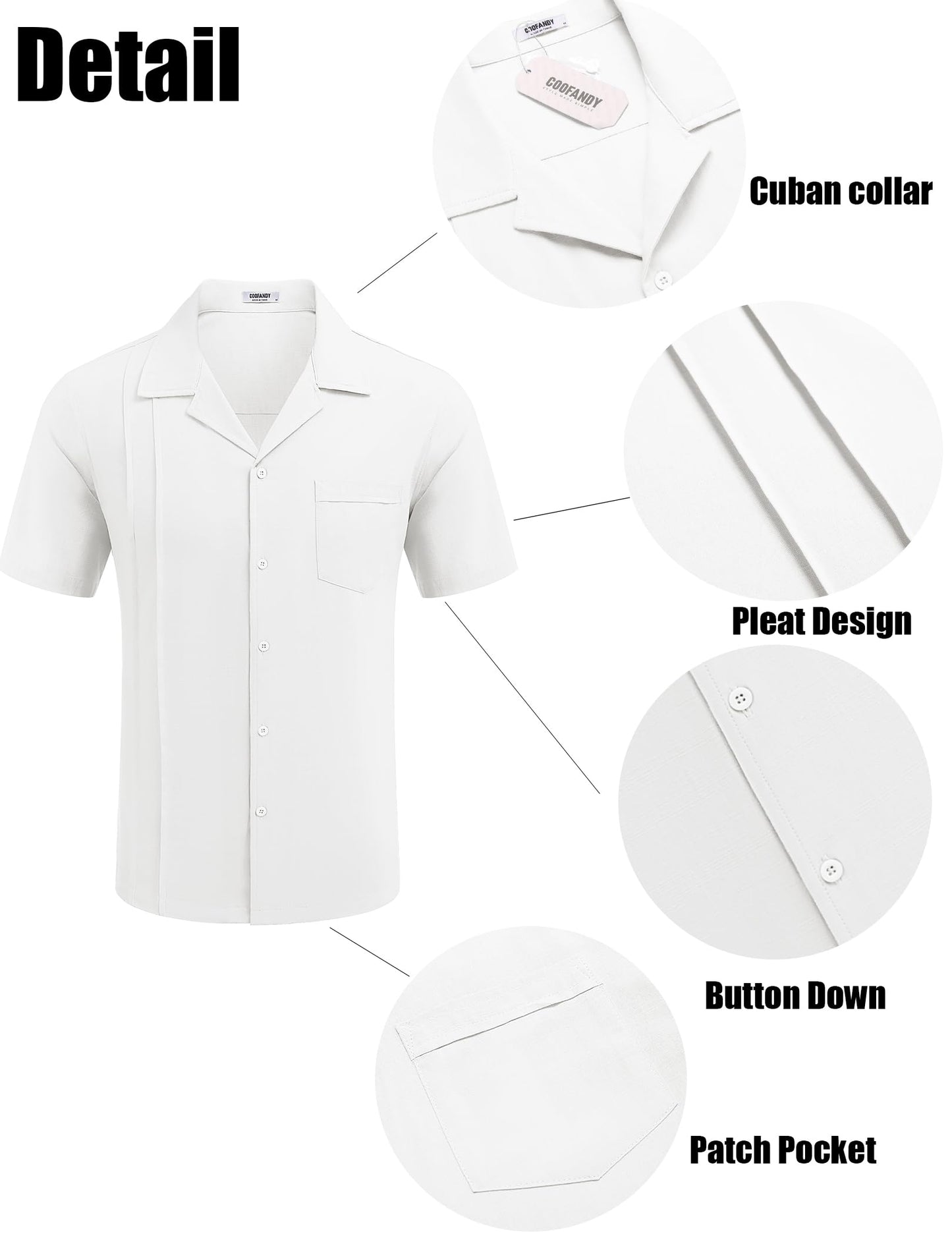 COOFANDY Men's Casual Short Sleeve Beach Shirt