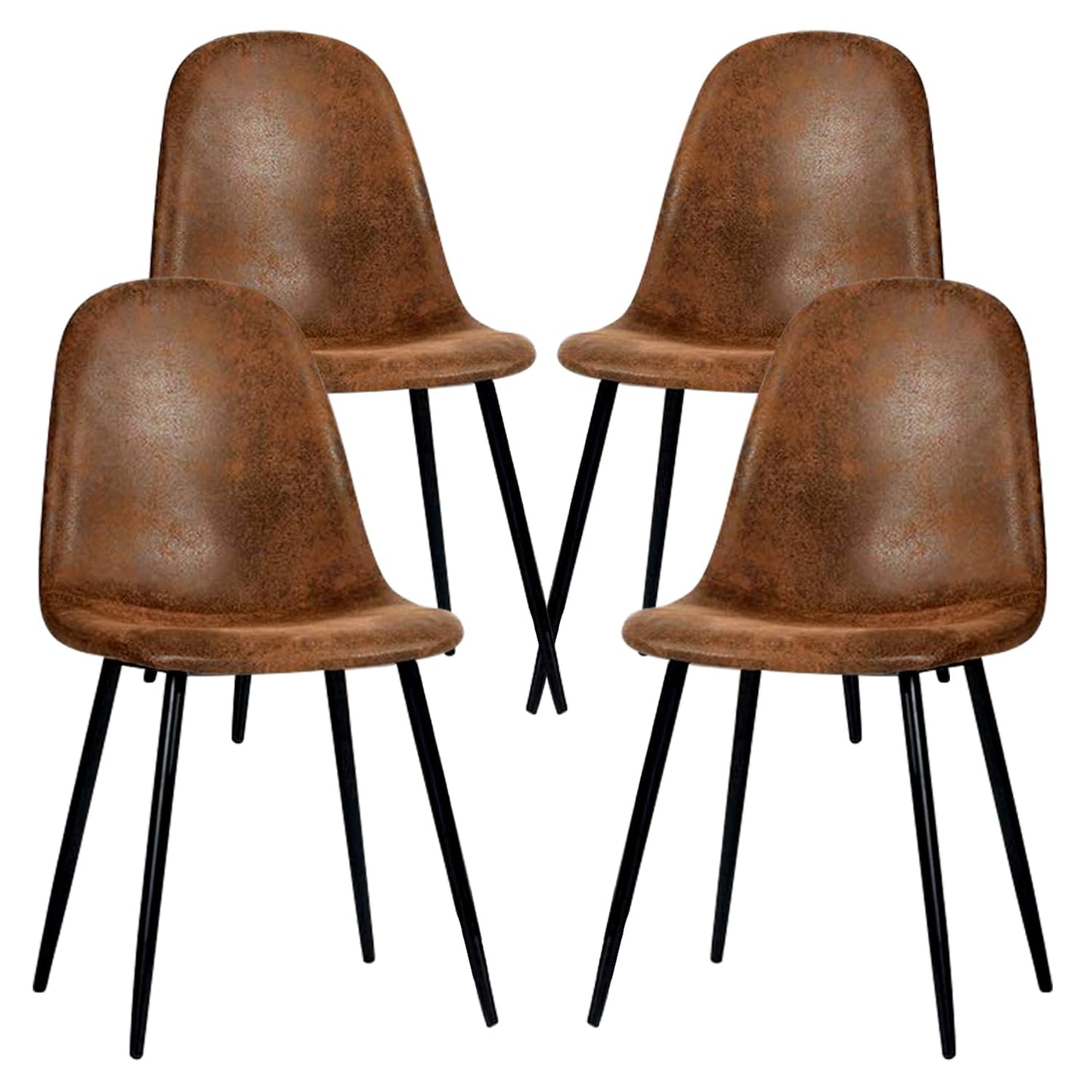 Dark Brown Suede Dining Chairs Set of 4