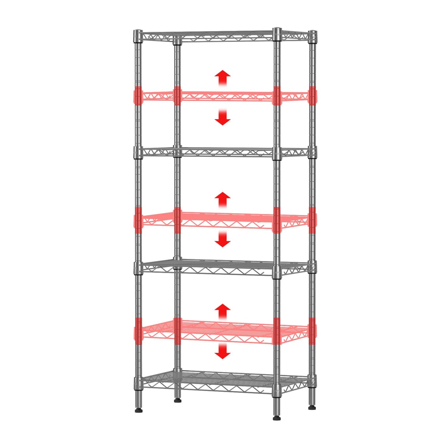 SINGAYE 4 Tier Shelf Adjustable Storage Shelf Wire Shelving,350LBS Load Capacity,Metal Storage Rack for Kitchen Office Home Storage Pantry Room,Silver,17.32" W X 11.41”D X43.3” H