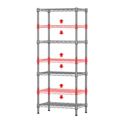 SINGAYE 4 Tier Shelf Adjustable Storage Shelf Wire Shelving,350LBS Load Capacity,Metal Storage Rack for Kitchen Office Home Storage Pantry Room,Silver,17.32" W X 11.41”D X43.3” H