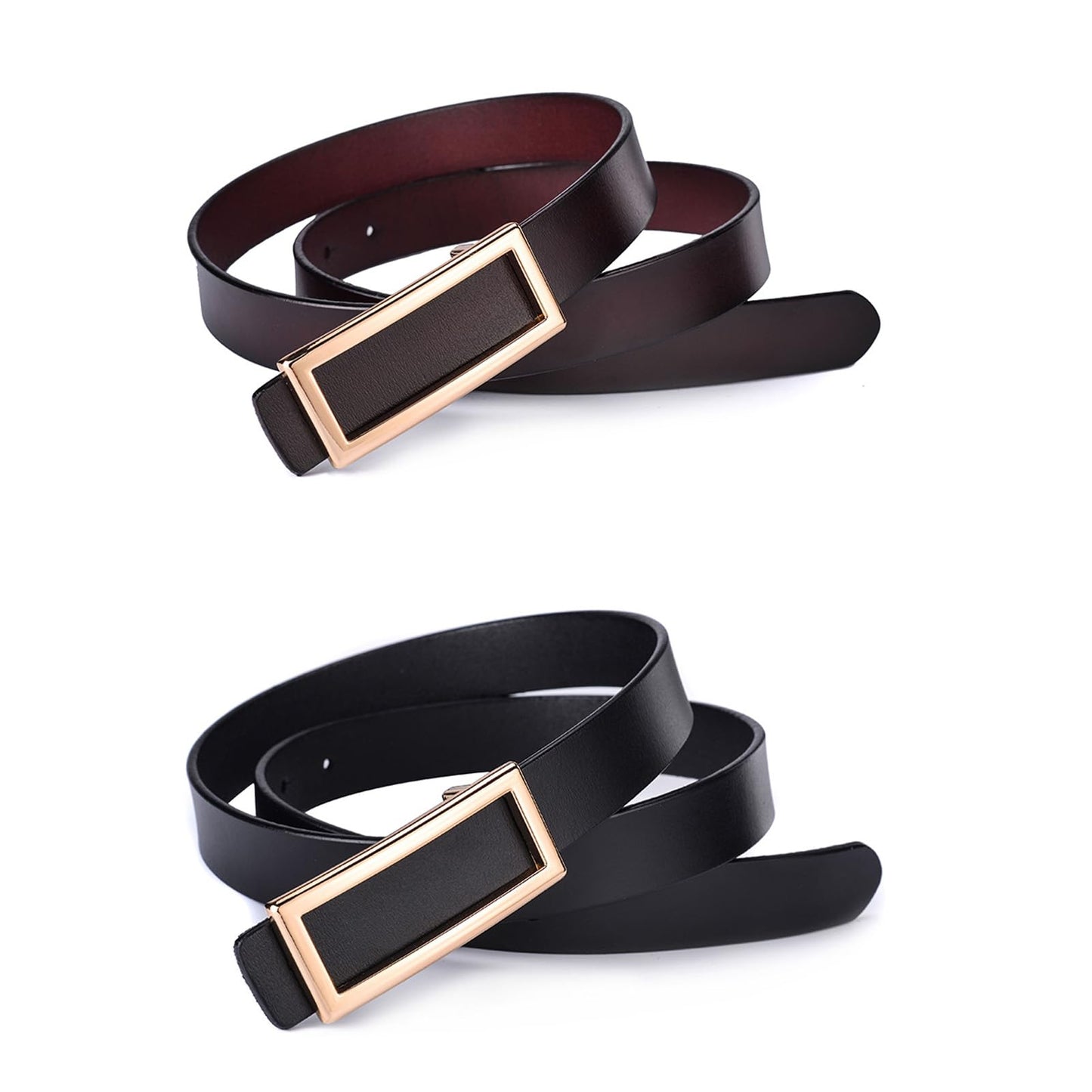 2 Pack Women's Reversible Leather Belts
