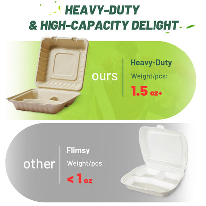 Compostable To Go Food Containers 50-Pack