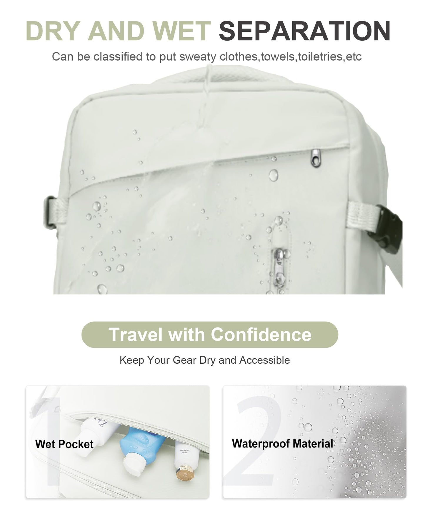 Large Travel Backpack for Women Carry On Airline Flight Approved Expandable Work Personal Item size Backpack Bag with Laptop compartment for College Men Waterproof Hiking Mochila de Viaje MoonWhite