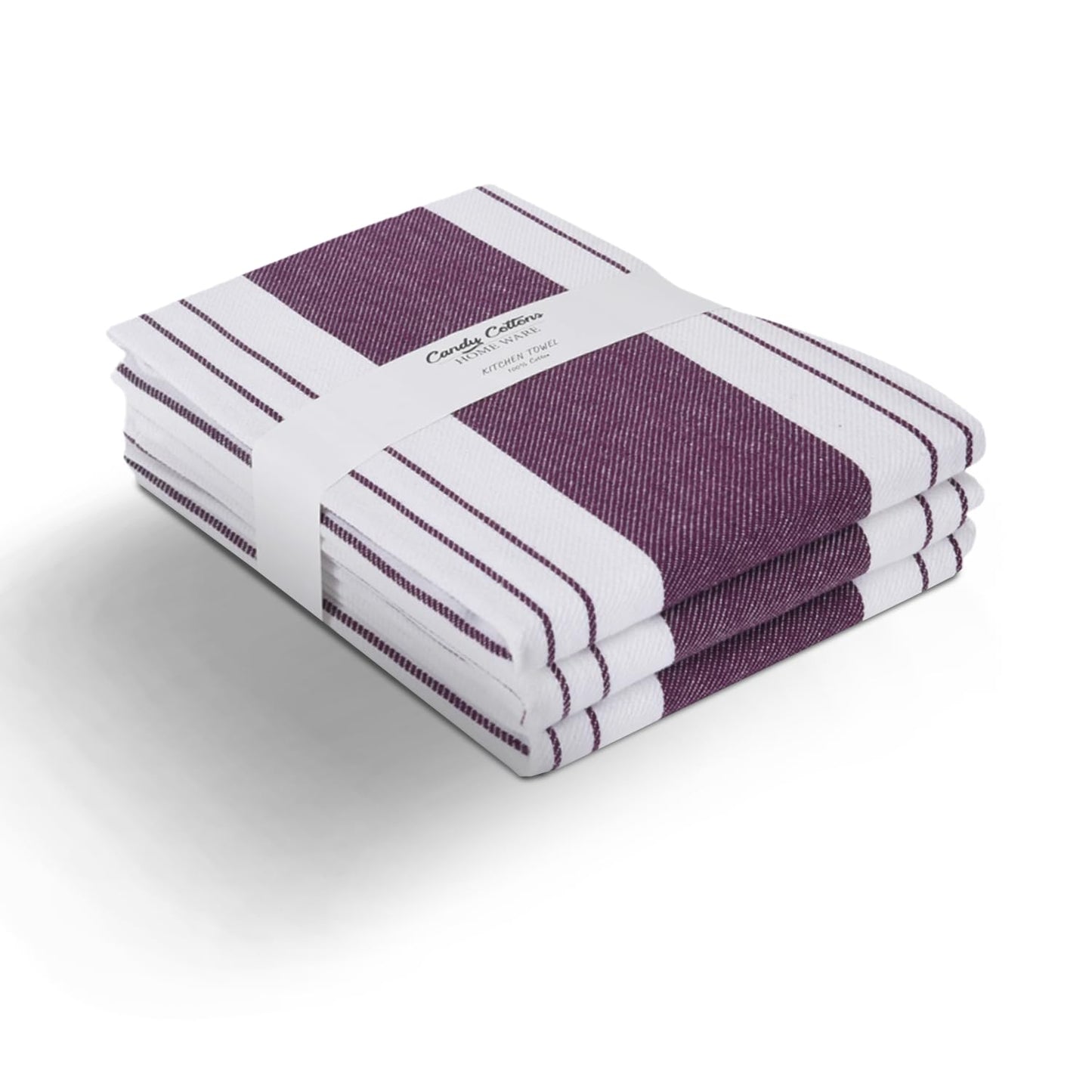 Candy Cottons Stripe Kitchen Towels Decor Mordern Design Centreband Tea Dish Towels Boho Stripe Absorbent Festive Gift Set of 3 Pantry Reusable Kitchen Dish Towel|Easter Spring Decor 18x28 Inch Purple