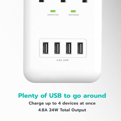 KMC 3-Outlet Surge Protector with USB Charging