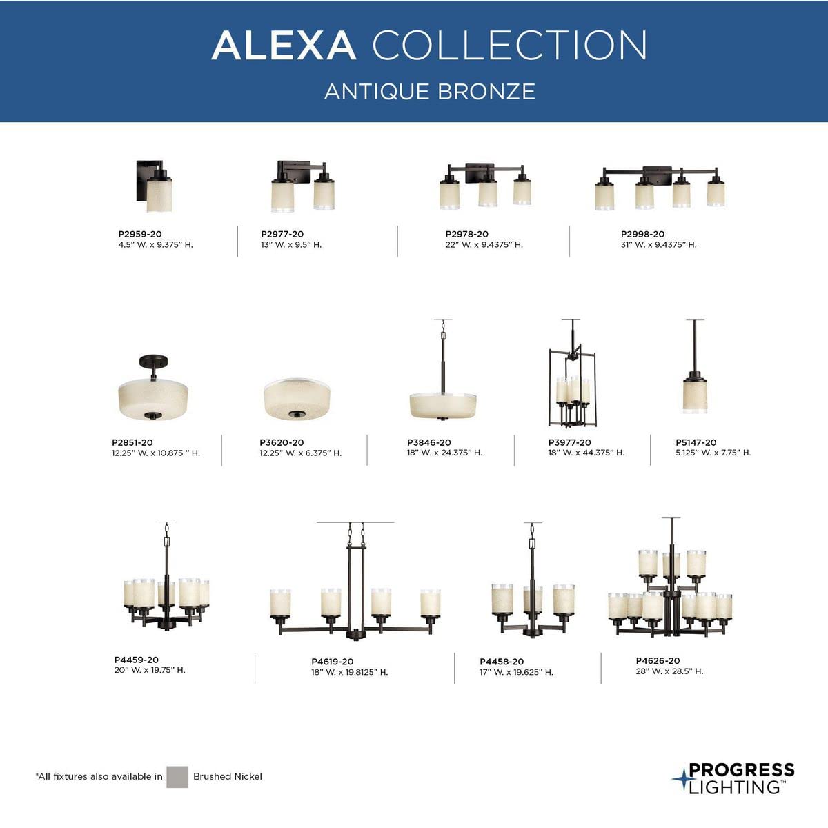 Progress Lighting 5-Light Modern Chandelier Antique Bronze