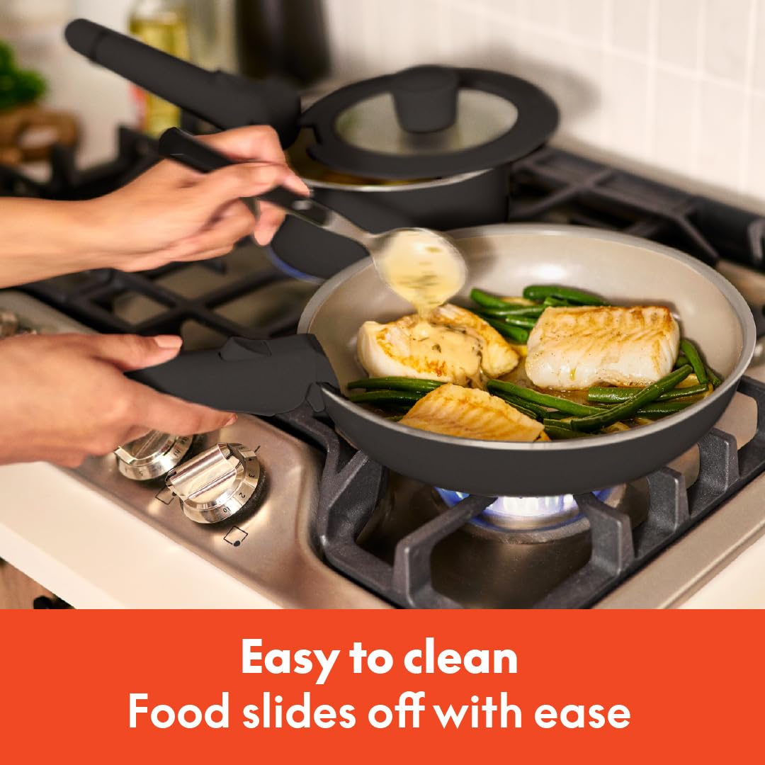 8-Piece BELLA Nonstick Cookware Set with Glass Lids