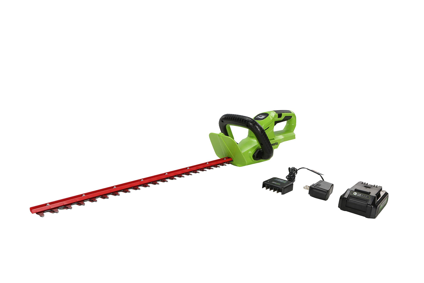 Greenworks 24V 22" Cordless Rotating Handle Hedge Trimmer, 1.5Ah USB Battery and Charger Included