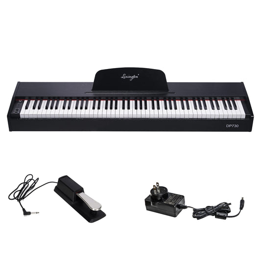 Lexington 88 Key Beginner Digital Piano Weighted for Adults Kids, Portable Wooden Electric Piano Keyboard Full Size with Graded Hammer Action, Sustain Pedal and Power Supply, Black