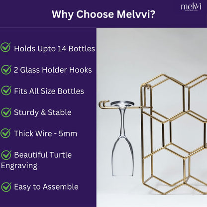 14-Bottle Metal Wine Rack with Glass Holders