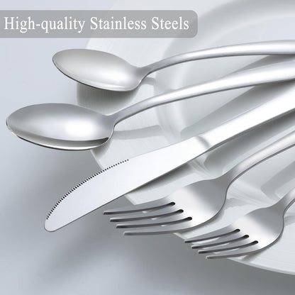 APEO 60 Piece Stainless Steel Silverware Set for 12, Premium Polished Flatware Sets, Forks Spoons and Knives Set, Food-Grade Cutlery Set for Home Kitchen Restaurant Hotel, Dishwasher Safe Utensils Set