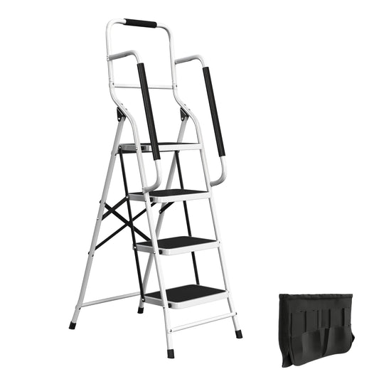 4 Step Folding Ladder with Handrails by Stalwart