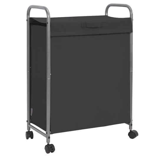 STORAGE MANIAC Rolling Laundry Hamper with Lid, 85 L Laundry Sorter with Wheels, Laundry Basket, 2 Loads Dirty Clothes Hamper, Laundry Organizer, Laundry Cart with Wheels for Small Space, Black