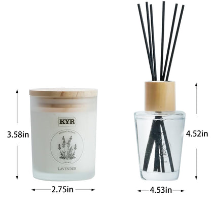 Gifts for Women - Scented Candles& Reed Diffusers for Home, Scent Fragrance Set for Bedroom Bathroom Home Décor(Lavender)