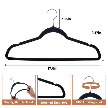 30 Pack Tonswachic Velvet Non-Slip Hangers