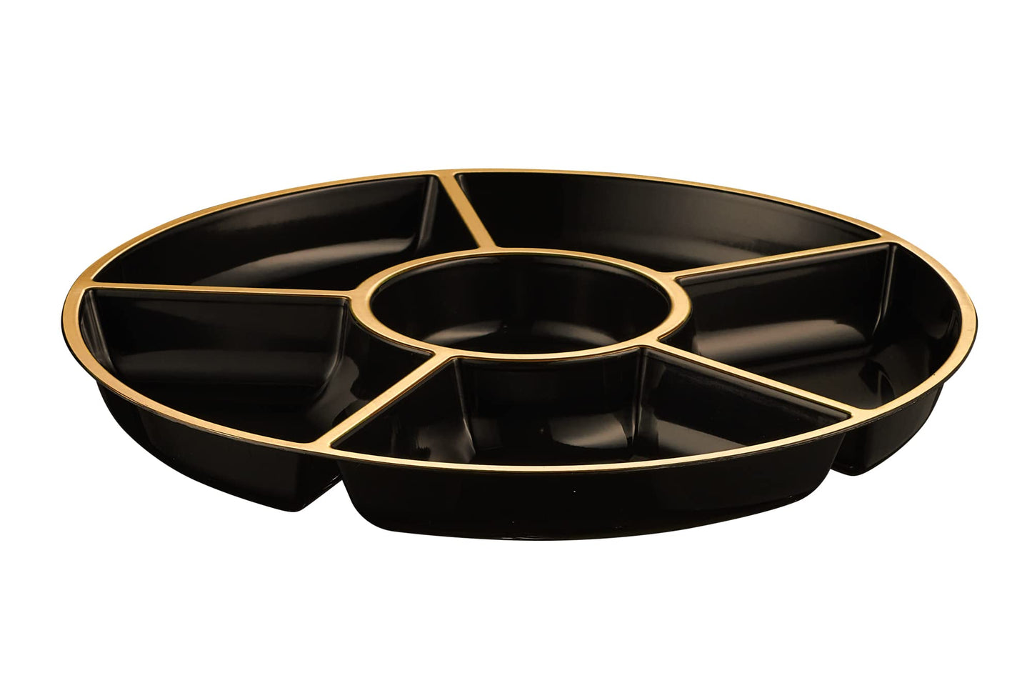 6-Section Round Plastic Serving Tray Set of 2