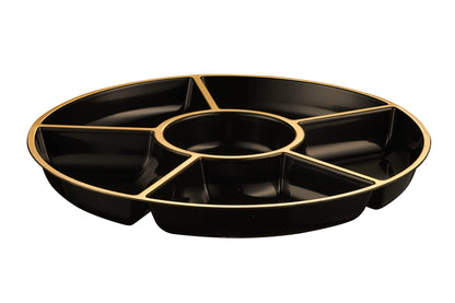 6-Section Round Plastic Serving Tray Set of 2