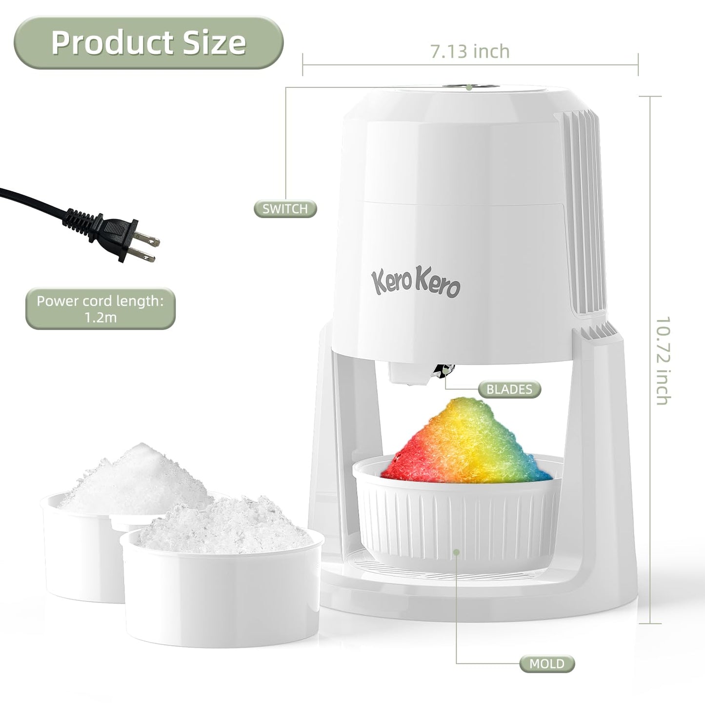Kero Kero Snow Cone Machine with Adjustable Blade