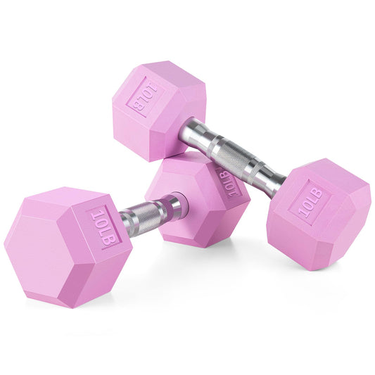 Portzon 2-Pack Pink Neoprene Dumbbells, 1-15 LB