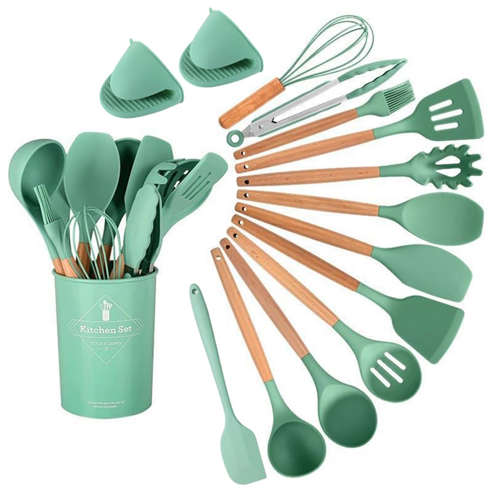 15-Piece Silicone Kitchen Utensils Set with Holder