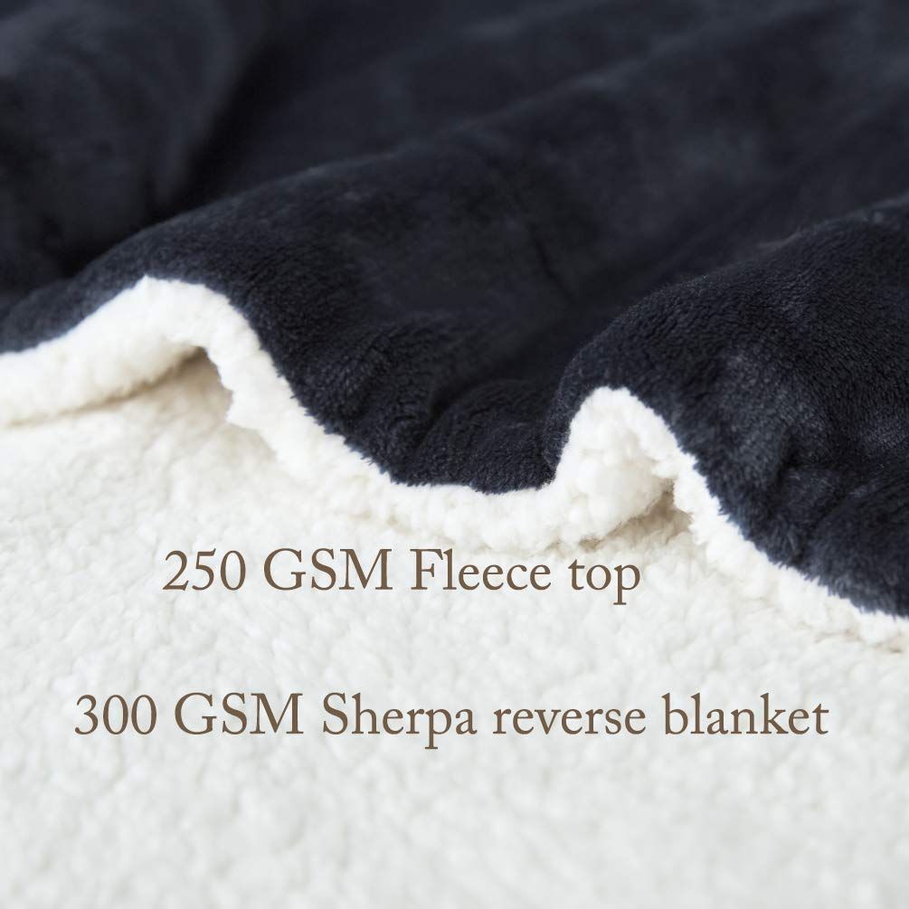 LBRO2M Sherpa Fleece Bed Blanket Queen Size Super Soft Fuzzy Plush Warm Cozy Fluffy Microfiber Couch Throw Velvet Double Reversible Luxurious Blankets,Dark Grey