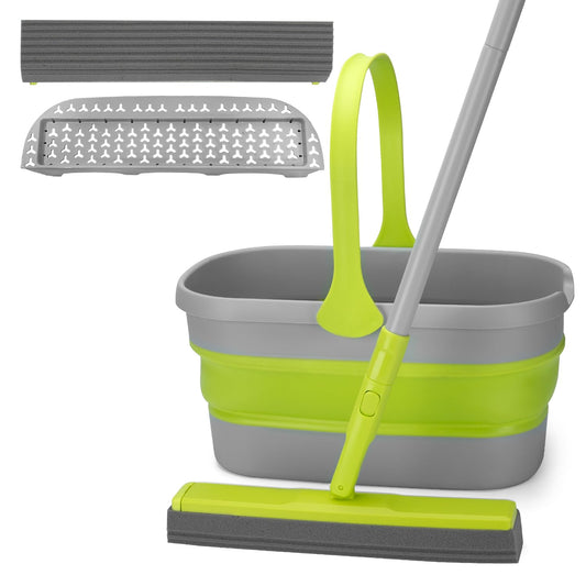 Collapsible Mop and Bucket Set with Wringer