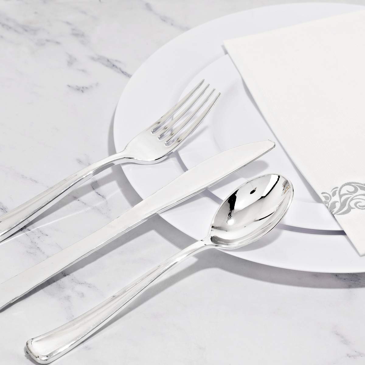 350-Piece Disposable Plates, Silverware & Cups Set For 50