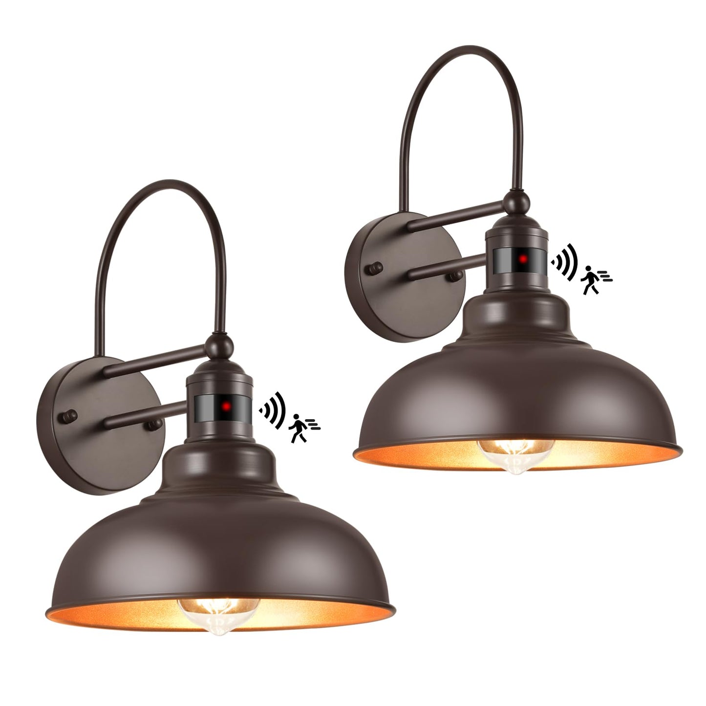 RIDALUX Gooseneck Motion Sensor Wall Light 2-Pack