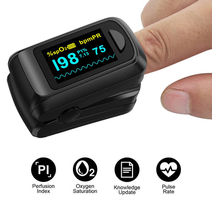 Fingertip Pulse Oximeter Blood Oxygen Saturation Monitor, Heart Rate and Fast Spo2 Reading Oxygen Meter with OLED Screen AAA Batteries