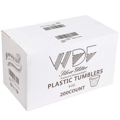 WDF 200pcs 9OZ Silver Glitter Party Cups
