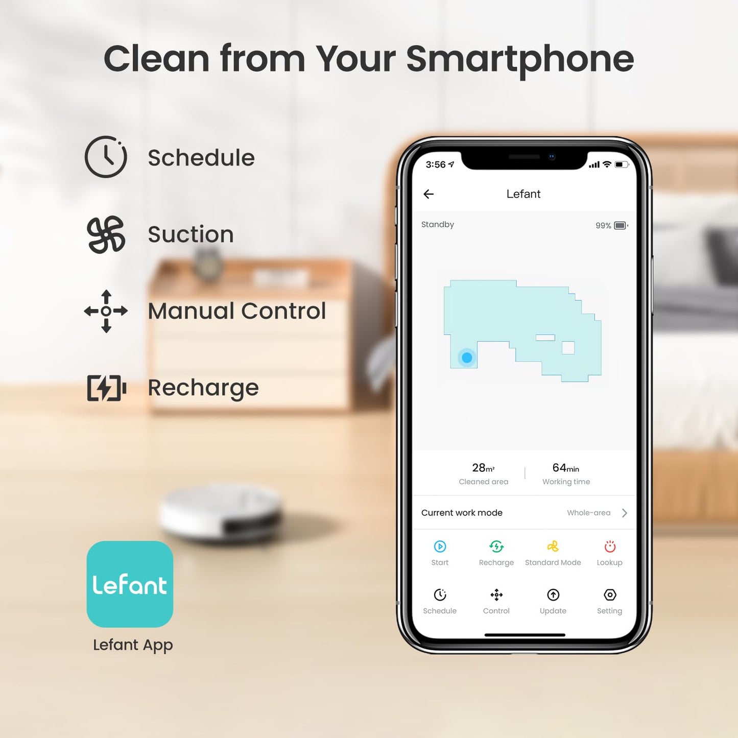 Lefant Robot Vacuum Cleaner with Smart Control