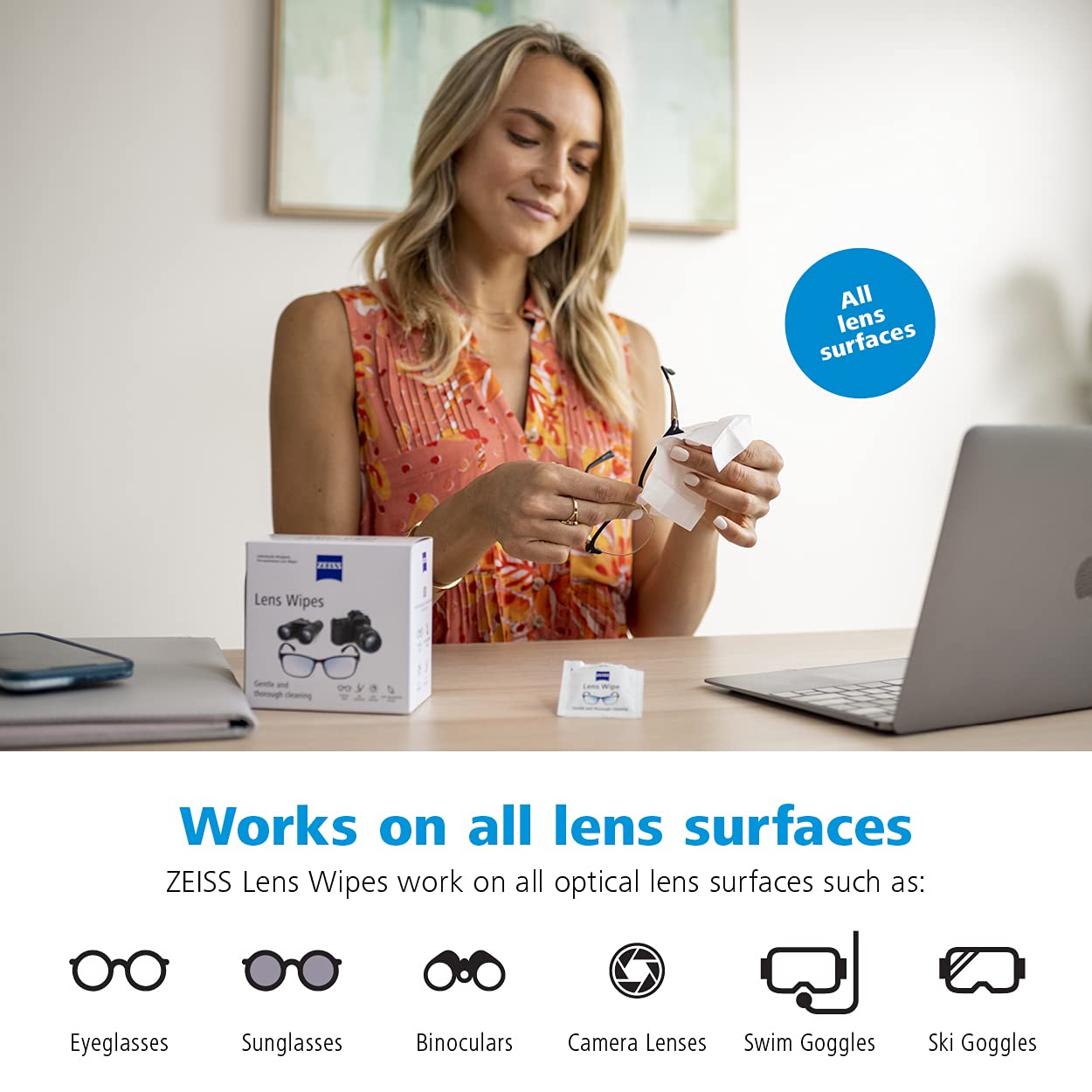400 ZEISS Pre-Moistened Alcohol Wipes for Glasses