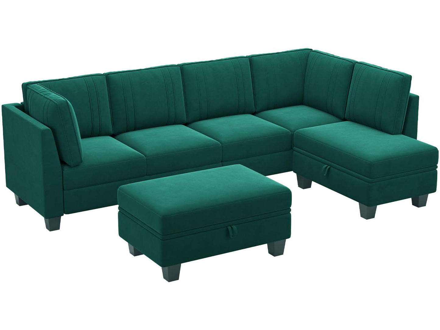 L-Shaped Sectional Sofa with Storage Ottoman