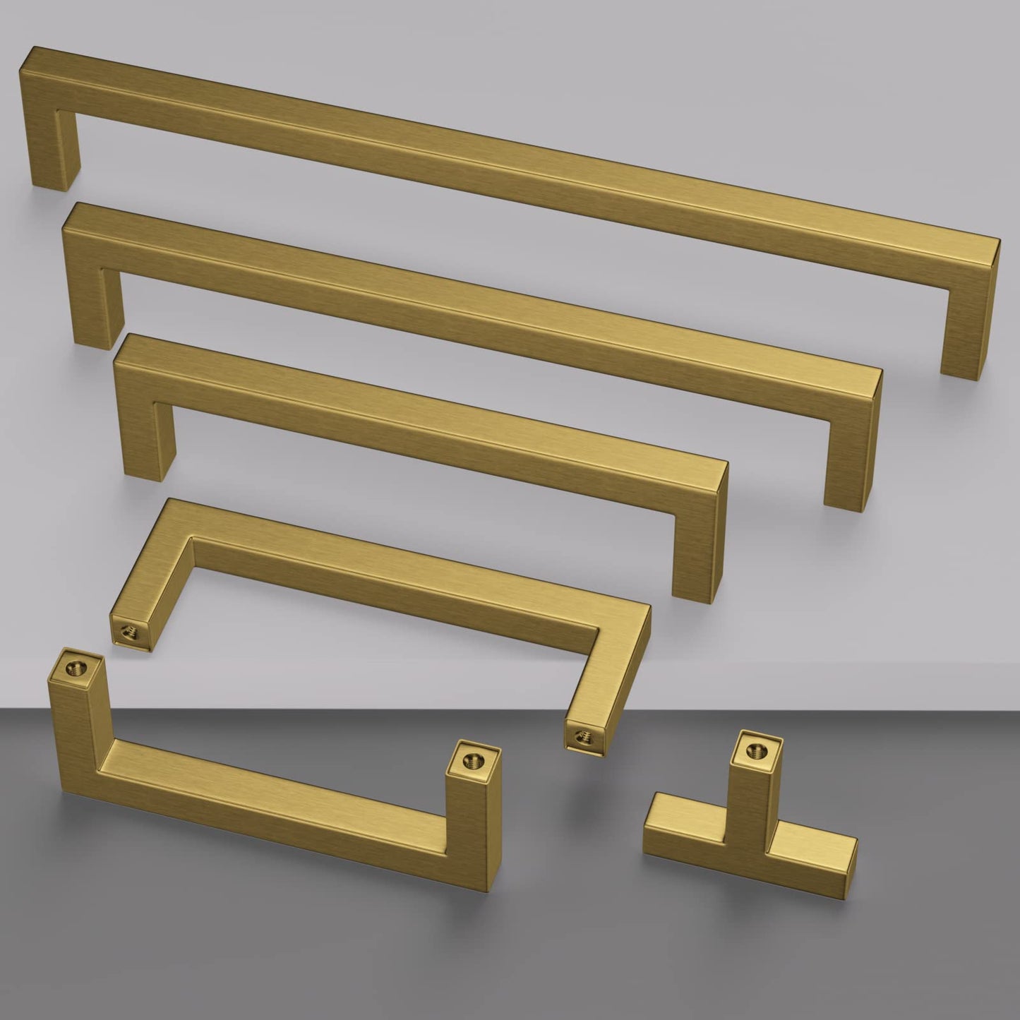 Haliwu 15 Pack/Brass Cabinet Pulls 5 inch, Gold Cabinet Handles Brushed Gold Cabinet Pulls Gold Kitchen Hardware Square Pulls