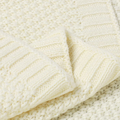 mimixiong Baby Blanket Knit Toddler Blankets for Boys and Girls Ivory 40x30 Inch