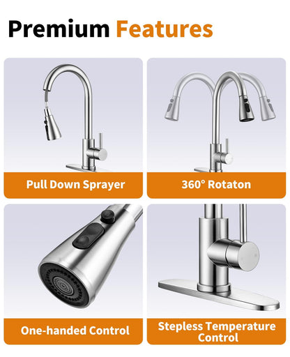 Jafeton Modern Kitchen Faucet with Pull Down Spout