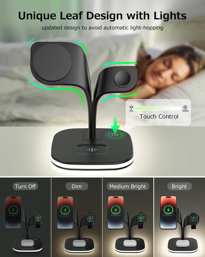 COLSUR Wireless Charging Station for Magsafe Charger, 3 in 1 Magnetic Foldable Wireless Charger Stand for iPhone 15/14/13/12 Series, iWatch Ultra/9/8/7/SE/6/5/4/3/2, AirPods Pro/3/2