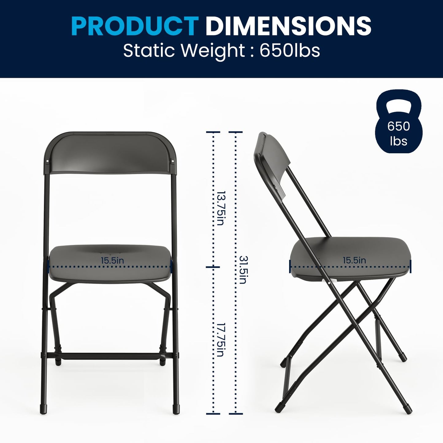 20 Pack Flash Furniture Folding Chairs - 650LB