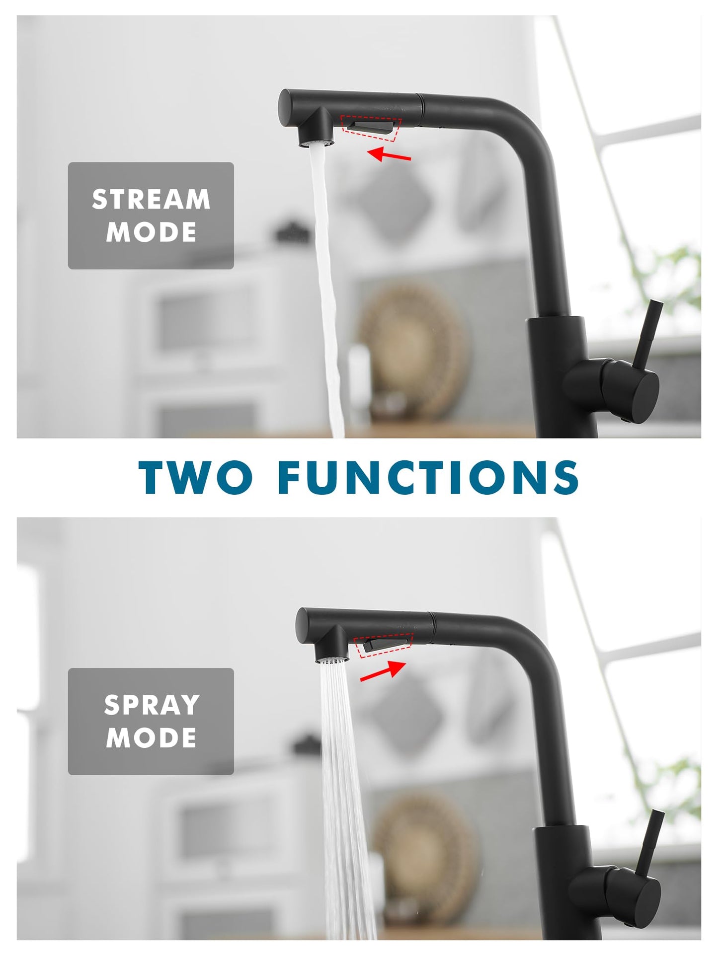 JOOM Black Pull Down Kitchen Faucet with Sprayer