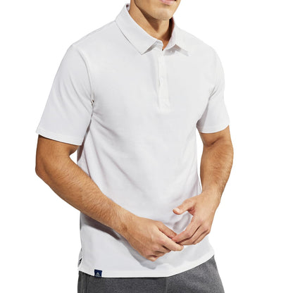 Haimont White Polo Shirts for Men Short Sleeve Cotton Golf Tshirts with Collar, Regular Fit, S