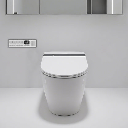 EIYHOME Smart Bidet Toilet,One Piece Bidet Toilet with Auto Open Close, Auto Flush, Foot Sensor Operation, Heated Seat，Warm Water & Dryer，Night Light，LED Display,White Remote Control