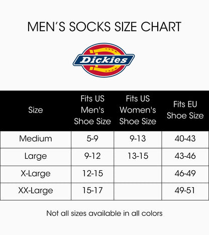 Dickies Men's Dri-Tech Essential Moisture Control Crew Socks, Available in M-XXL (6, Solid Black (12 Pairs), Medium