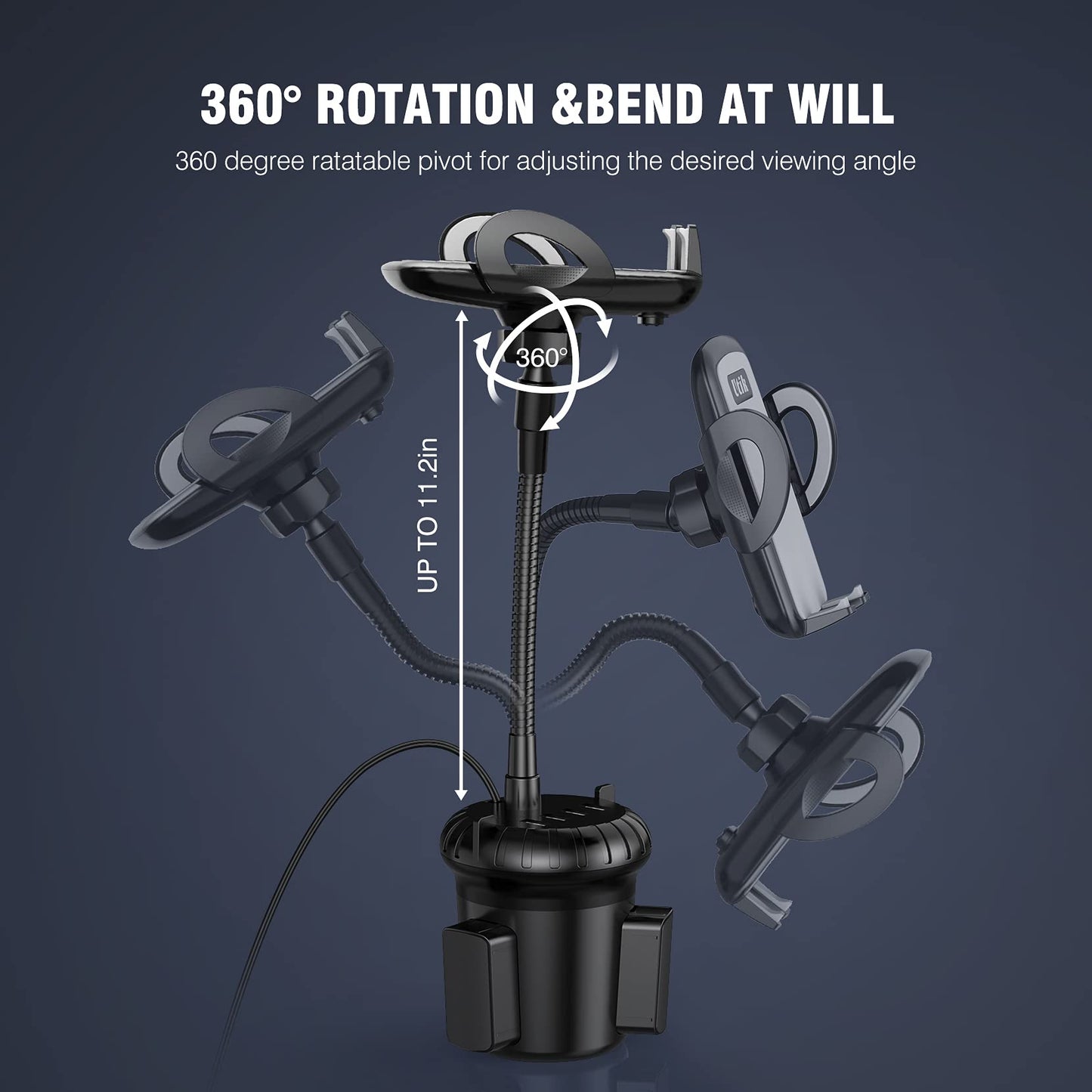 4-Port USB Car Charger & Phone Mount