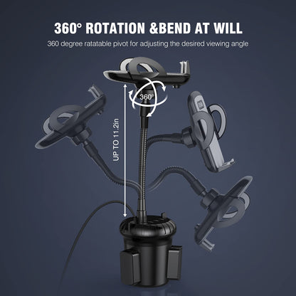 4-Port USB Car Charger & Phone Mount