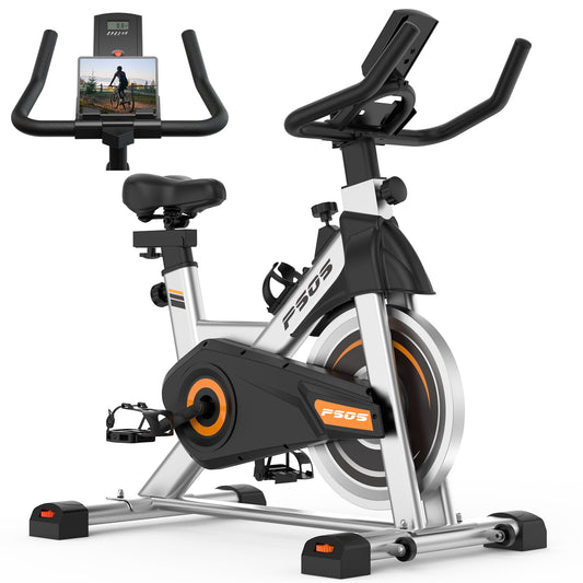Exercise Bike, Stationary Bikes for Home Indoor Cycling Bike Cycle Bike with Digital Display & Comfortable Seat Cushion,Sliver Orange