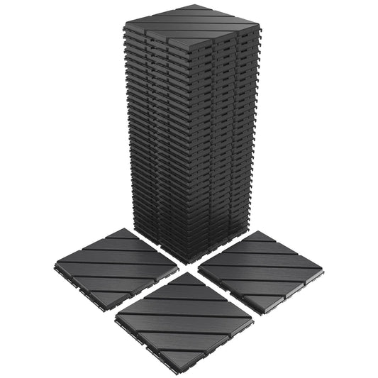 VANCASTLE Plastic Interlocking Deck Tiles, 11.8"x11.8"(Pack of 36), Patio Flooring Outdoor Waterproof All Weather Use, Outdoor Flooring for Patio Garden Poolside Front/Back Yard, Dark Grey